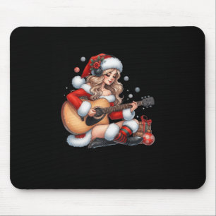 Kerstman Meisje Spelen Gitaar Leuke Kerstmuziek Li Muismat