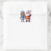 🎄 Kerstman Meisje Winter Kerstmis ❄️ Vierkante Sticker (Tas)