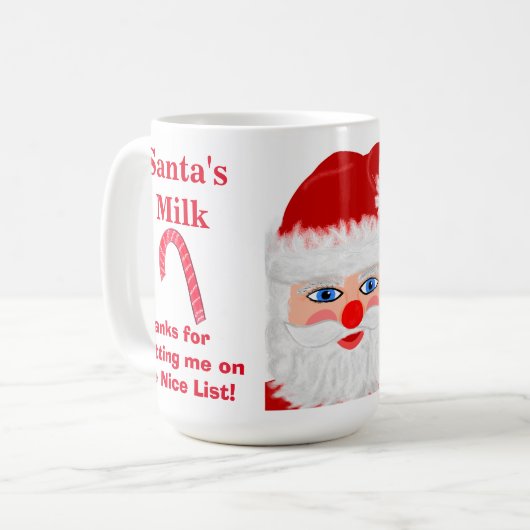 Kerstman Melk Nice List Aandenkenmok Koffiemok (Voorkant links)
