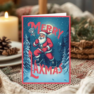 Kerstman Merry Laxmas Lacrosse Kerstmis Vintage Kaart
