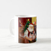Kerstman met 2 Pugs (r+M) Koffiemok (Voorkant links)