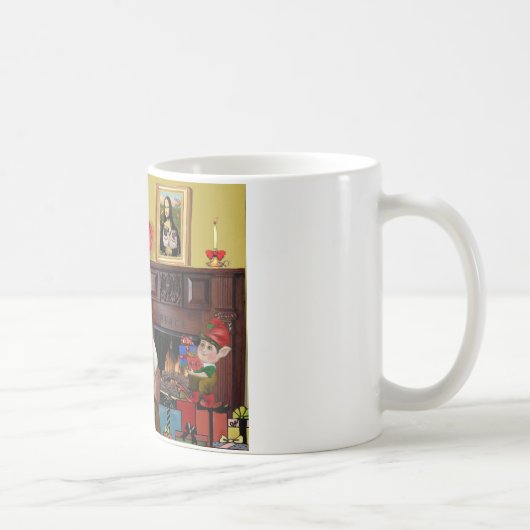 Kerstman met 2 Pugs (r+M) Koffiemok (Rechts)