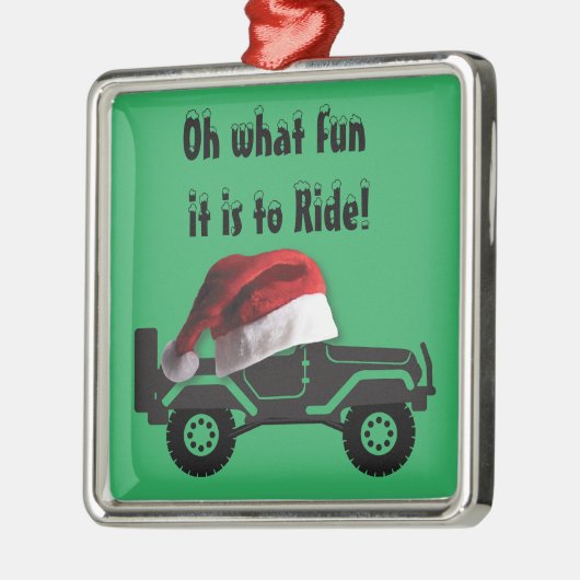 Kerstman met 4 wielen metalen ornament (Links)