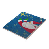Kerstman met Abstracte Star Art-keramische titel Tegeltje (Zijkant)