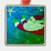 Kerstman met Abstracte Star-kunst Metalen Ornament (Voorkant)