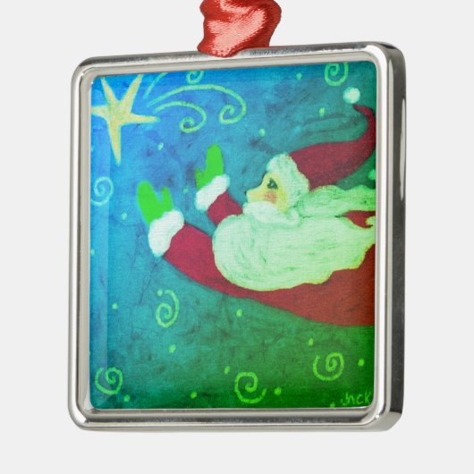 Kerstman met Abstracte Star-kunst Metalen Ornament (Links)