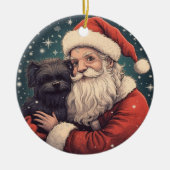  Kerstman met Affenpinscher Kerst Keramisch Ornament (Voorkant)