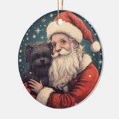  Kerstman met Affenpinscher Kerst Keramisch Ornament (Links)