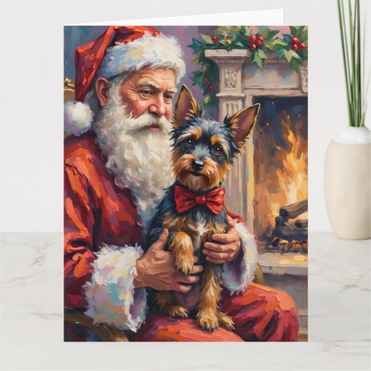 Kerstman met Affenpinscher Kerst Kunst Kaart (Voorkant)