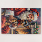 Kerstman met Affenpinscher Kerst Kunst Legpuzzel (Horizontaal)