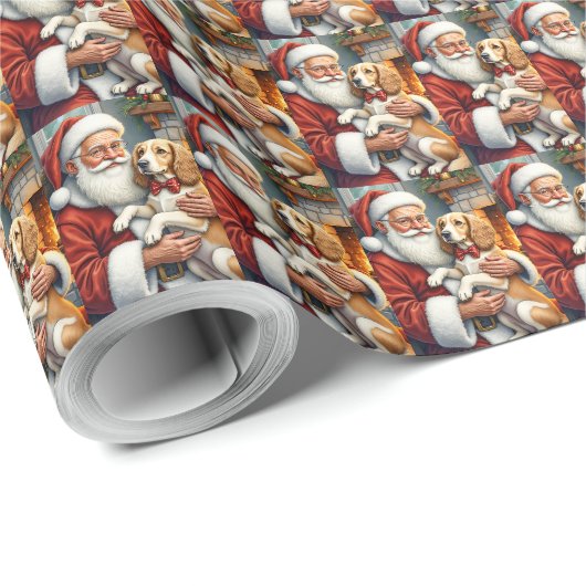 Kerstman met Afghaanse hond Cadeaupapier (Rol Hoek)
