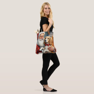 Kerstman met Afghaanse hond Kerstmis Tote Bag