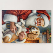 Kerstman met Afghaanse hond Legpuzzel (Horizontaal)