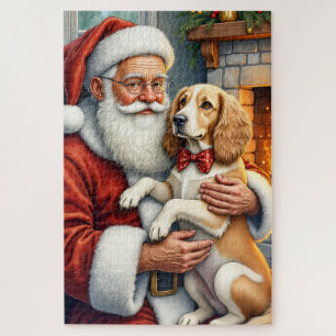 Kerstman met Afghaanse hond Legpuzzel