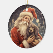  kerstman met Afghaanse hondenkerst Keramisch Ornament (Links)