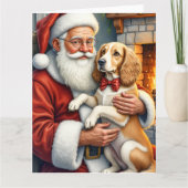 Kerstman met Afghaanse windhond Kaart (Voorkant)