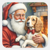 Kerstman met Afghaanse windhond Vierkante Sticker (Voorkant)