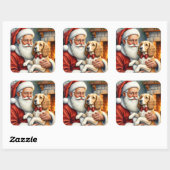 Kerstman met Afghaanse windhond Vierkante Sticker (Vel)