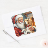 Kerstman met Afghaanse windhond Vierkante Sticker (Envelop)