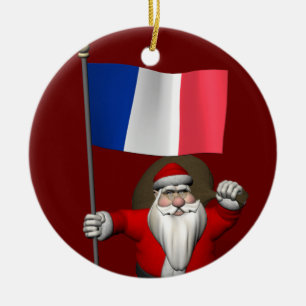 kerstman met aftreden uit Frankrijk Keramisch Ornament