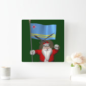 kerstman met aftreden van Aruba Vierkante Klok (Huis)