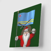 kerstman met aftreden van Aruba Vierkante Klok (Hoek)