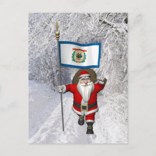 kerstman met aftreden van West Virginia Feestdagenkaart