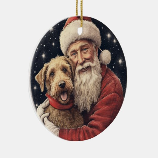  kerstman met Airedale kerst Keramisch Ornament (Rechts)