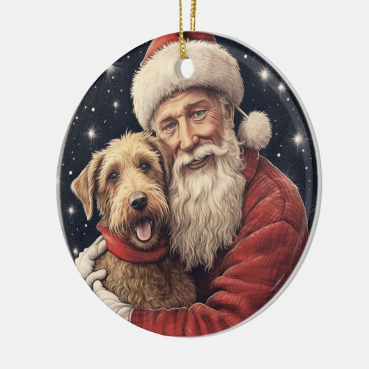  kerstman met Airedale kerst Keramisch Ornament (Links)