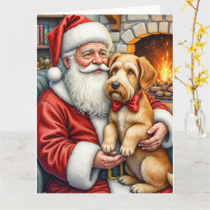 Kerstman met Airedale kerstkunst Kaart