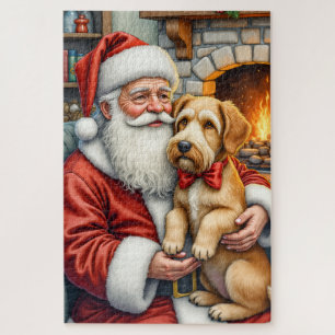 Kerstman met Airedale kerstkunst Legpuzzel