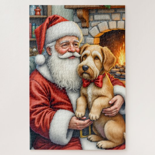 Kerstman met Airedale kerstkunst Legpuzzel (Verticaal)