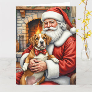 Kerstman met Amerikaanse Staffordshire Terrier Kaart