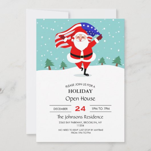 Kerstman met Amerikaanse vlag Kaart (Voorkant)