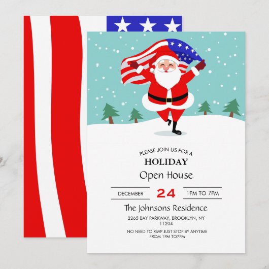 Kerstman met Amerikaanse vlag Kaart (Voorkant / Achterkant)