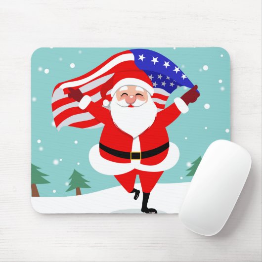 Kerstman met Amerikaanse vlag Muismat (Met muis)