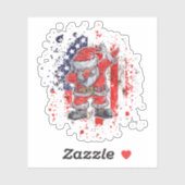 Kerstman met Amerikaanse vlag Sticker (Vel)