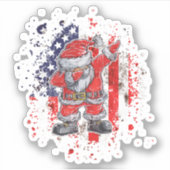 Kerstman met Amerikaanse vlag Sticker (Voorkant)