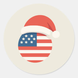 Kerstman met Amerikaanse vlag sticker voor militai