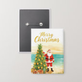 Kerstman met ananas kerstboom button (Voorkant / Achterkant)