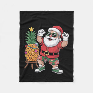 Kerstman met ananas kerstboom in de zomer fleece deken
