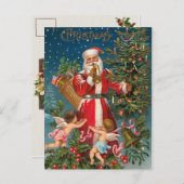 Kerstman met Angels Feestdagenkaart (Voorkant / Achterkant)