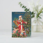 Kerstman met Angels Feestdagenkaart (Staand voorkant)