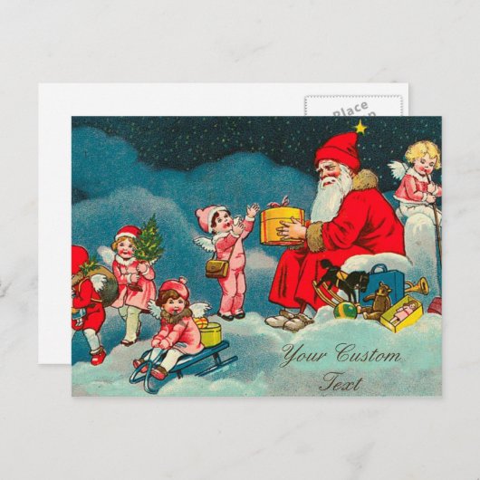  Kerstman met Angels Feestdagenkaart (Voorkant / Achterkant)