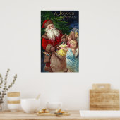  Kerstman met Angels Poster (Keuken)