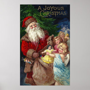  Kerstman met Angels Poster