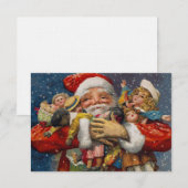 Kerstman met armen vol poppen kaart (Voorkant / Achterkant)