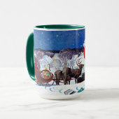 Kerstman met armslag van Boeken Mok (Voorkant links)