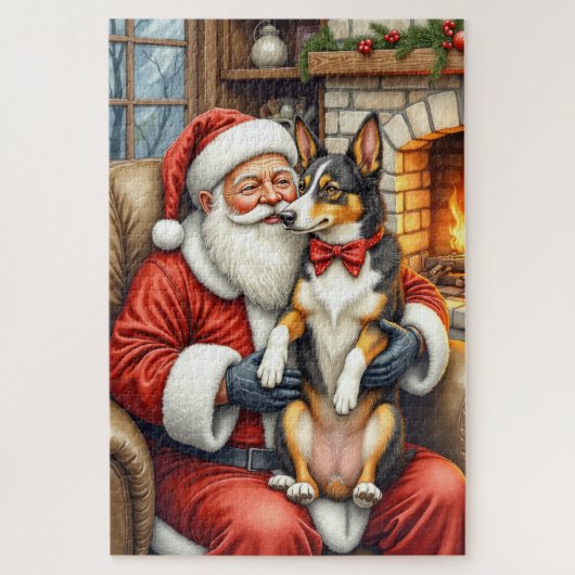 Kerstman met Australische Kelpie Kerstman Legpuzzel (Verticaal)