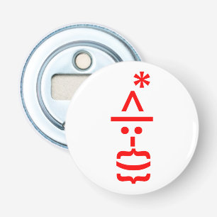 Kerstman met baard kerst emoticon button flesopener